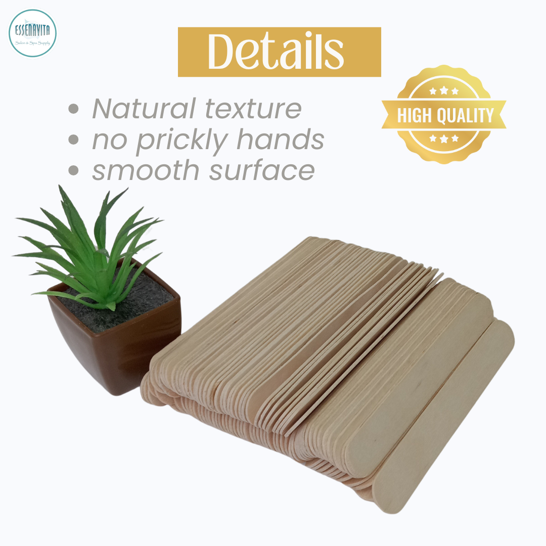 Close-up of smooth, splinter-free birch wood waxing sticks