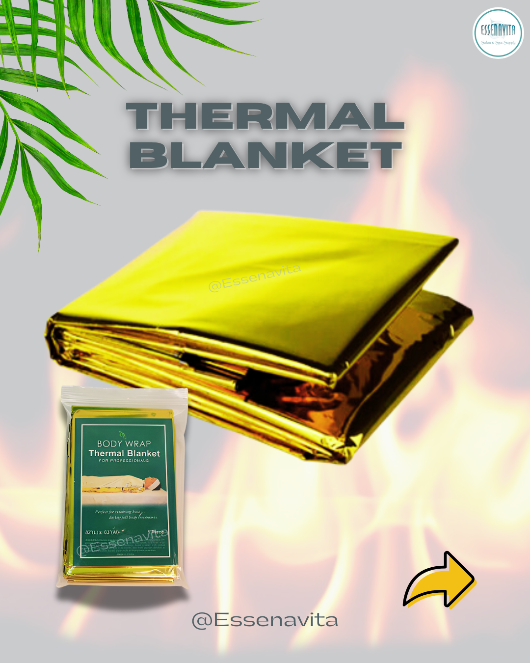 Metalic foil Myler thermal blankets for spa body slimming treatments and heat retention 10 pack