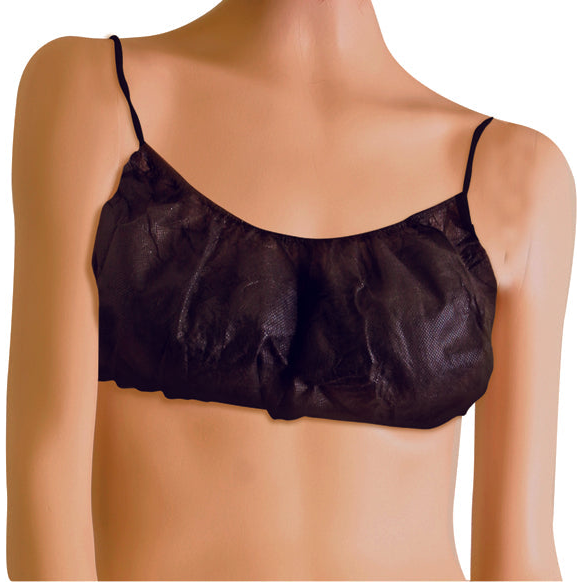 Non-woven black disposable bras with elastic straps for salon and spa services