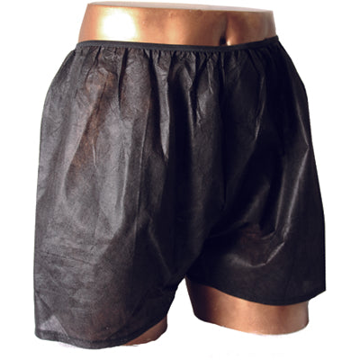 Disposable black boxers for man for spa and salon treatments non-woven