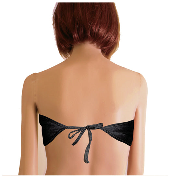 Disposable black bra for spa and tanning service strapless with tie 50 per pack size small to extra large