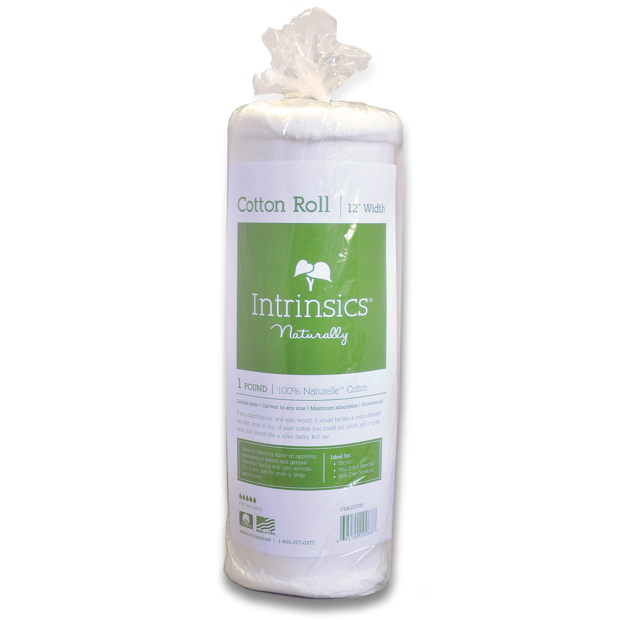1 Lb cotton roll or rolled cotton size 12" wide by intrinsics company double layer and absorbent