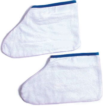 Cotton terry booties for paraffin foot treatments