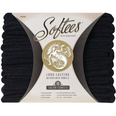 Fromm Softees microfiber towels 10 pack black in plastic bag packaging 16x29 salon spa
