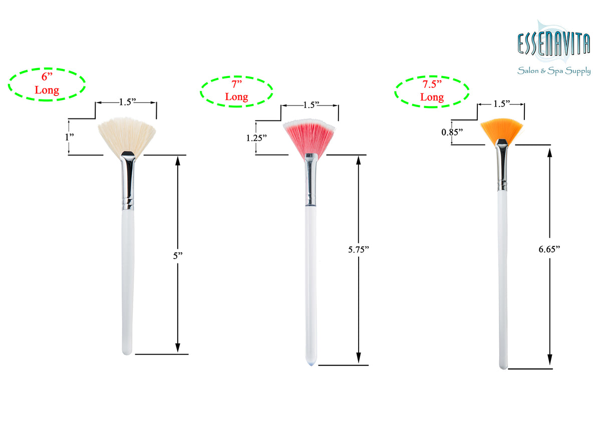 Essenavita 3 fan mask brushes showing measurements