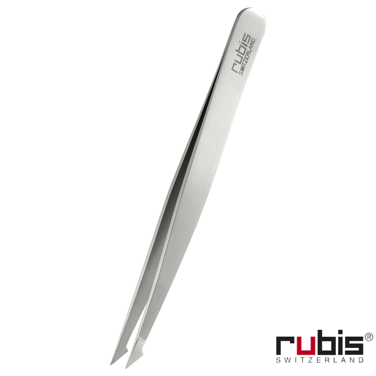 Rubis Swiss point slanted tweezers stainless steel