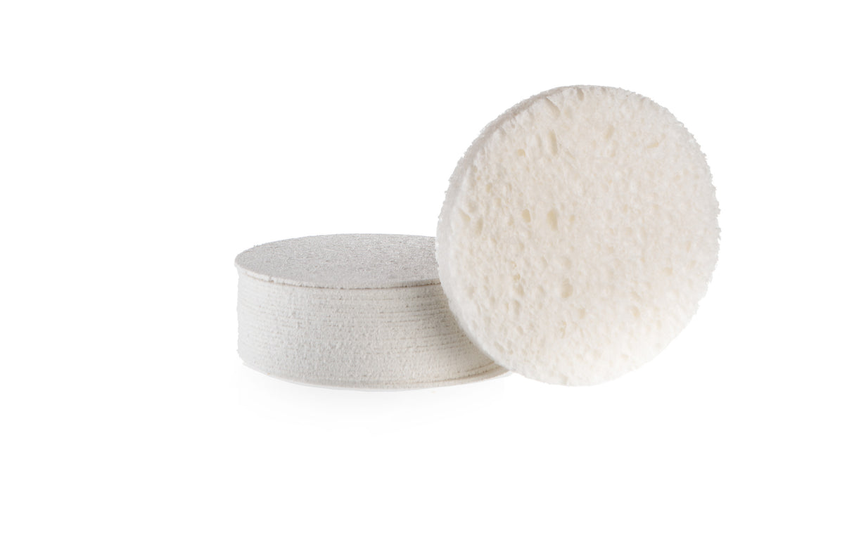 Yellow sponges round disk shaped compressed for facials and skin 24 PACK