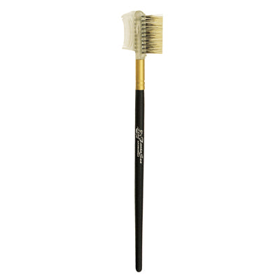 Dual-sided eyelash and brow comb brush with boar bristles and clear lash comb