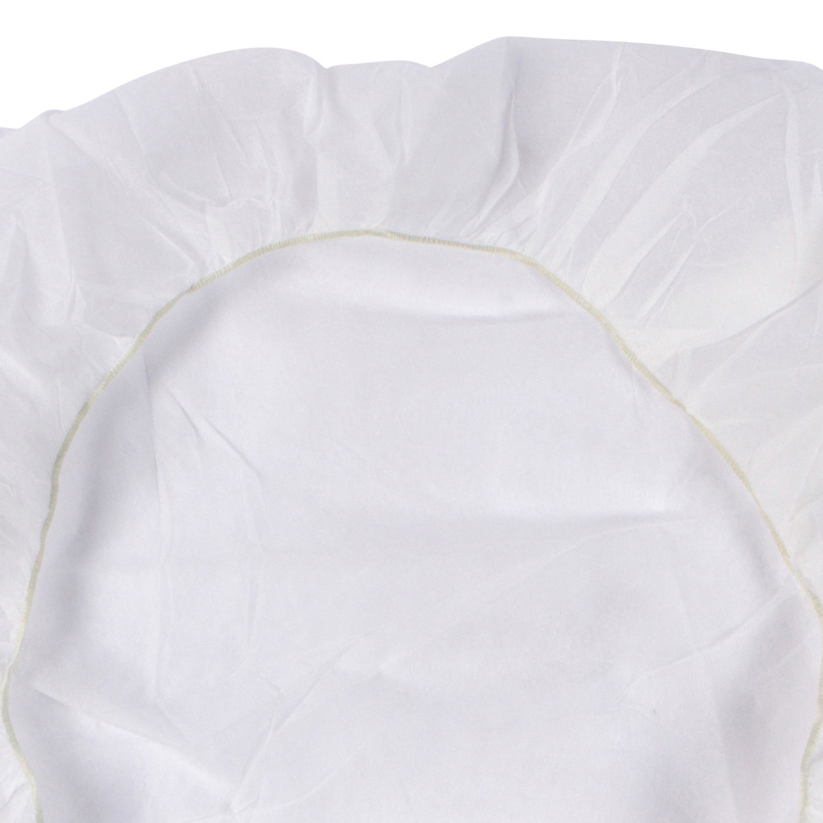 white disposable fitted bed sheet non woven 35 gsm elastic edge inside view partially opened