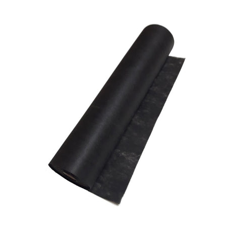 24x330 black non woven bed cover roll partially unrolled 35 gsm disposable spa table cover