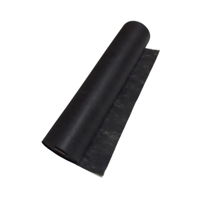 24x330 black non woven bed cover roll partially unrolled 35 gsm disposable spa table cover