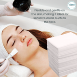 esthetician using biodegradable 4x4 wipes 4ply