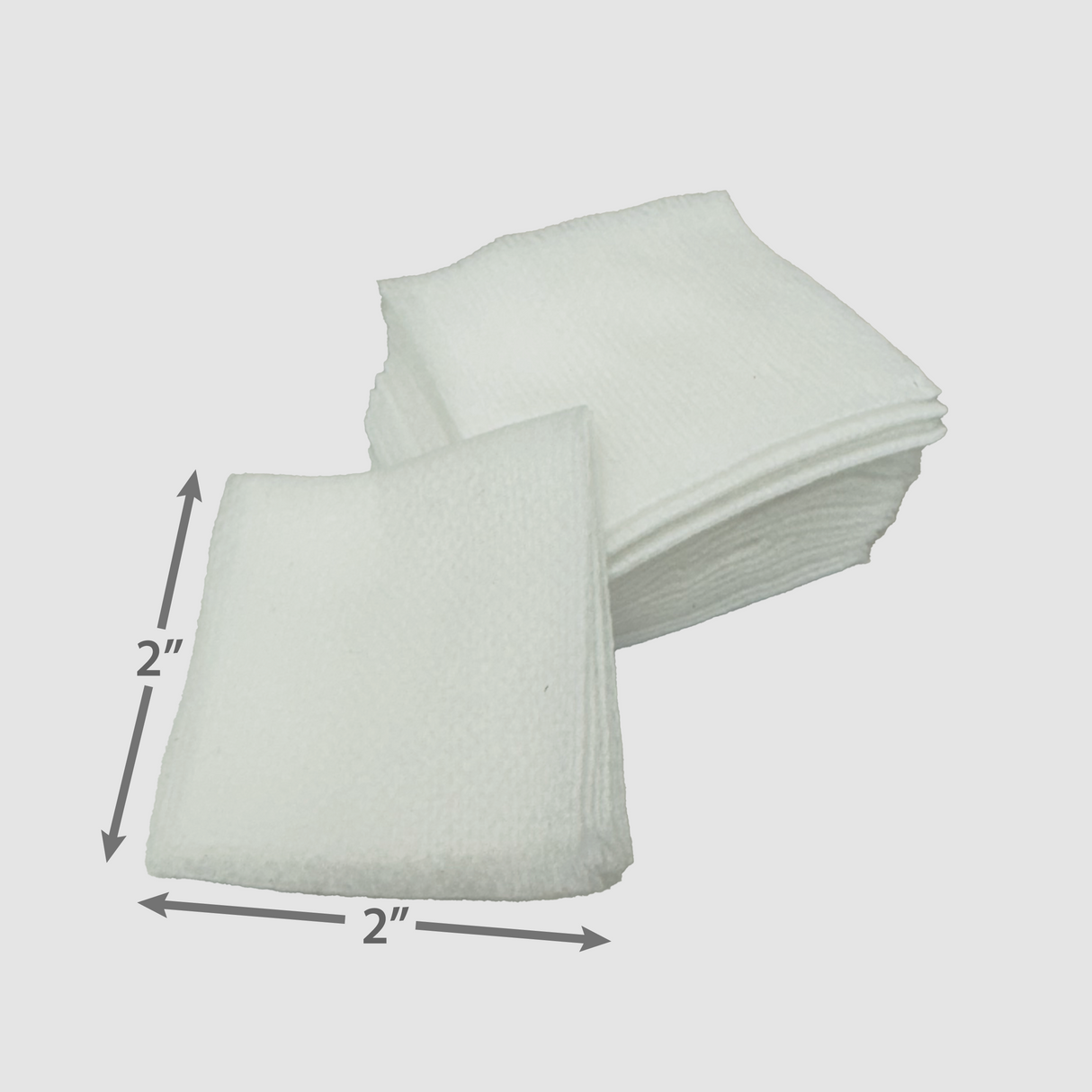 stack of 2x2 non woven fantasea wipes open showing dimensions