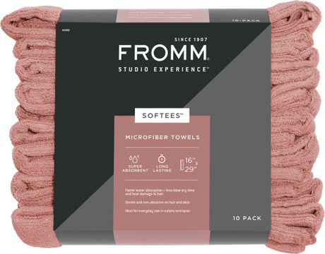 Fromm Softees microfiber towels 10 pack terracotta in plastic bag packaging 16x29 salon spa