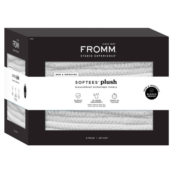 Fromm Softees Plush microfiber towels 6 pack box white towel inside 20x30 salon spa