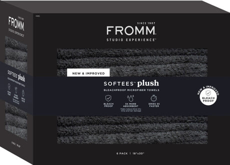 Fromm Softees Plush microfiber towels 6 pack box dark grey color 20x30 salon spa