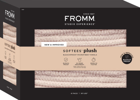 Fromm Softees Plush microfiber towels 6 pack box oatmeal color 20x30 salon spa