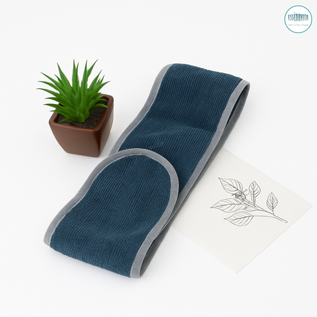 Single slate microfiber spa headband with adjustable wide Velcro closure