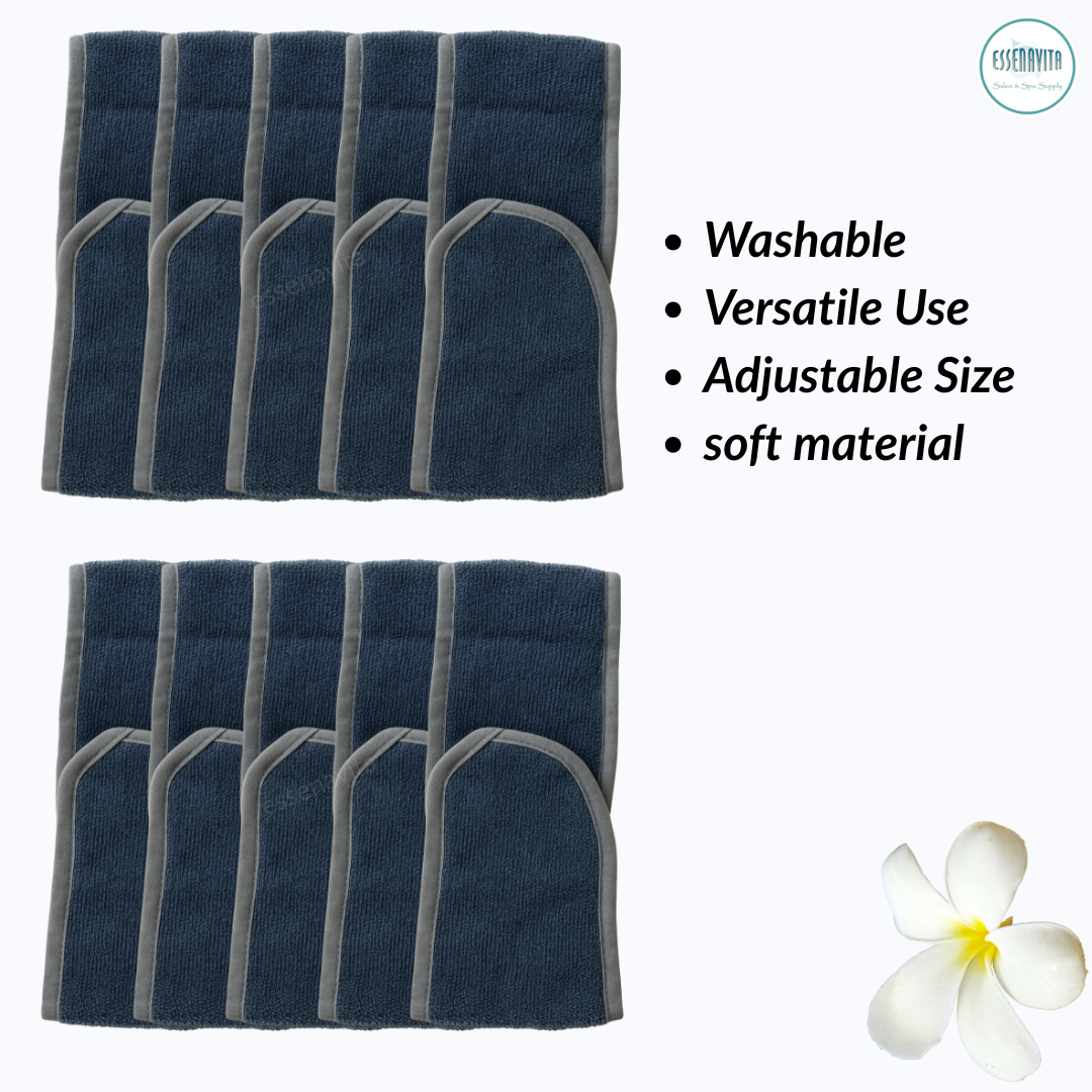 Slate microfiber spa headbands set of 10 with adjustable wide Velcro closure