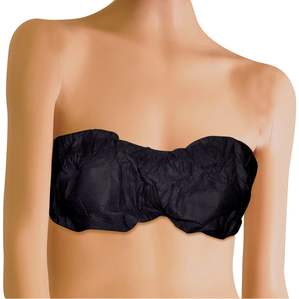 Disposable black bra with tie 50 per pack size small to extra