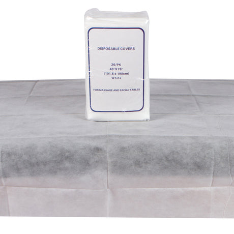 white non-woven bed sheets for massage and facial beds packed in 20  sheets per package