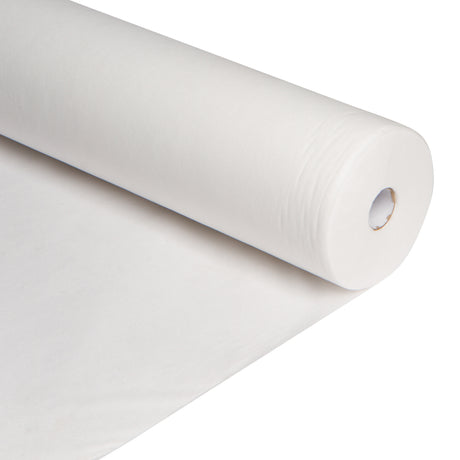 close up 24x330 non woven bed cover roll partially unrolled showing sheet texture disposable spa cover