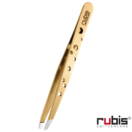 RUBIS CLASSIC GOLD SLANTED TWEEZER PERFORATED