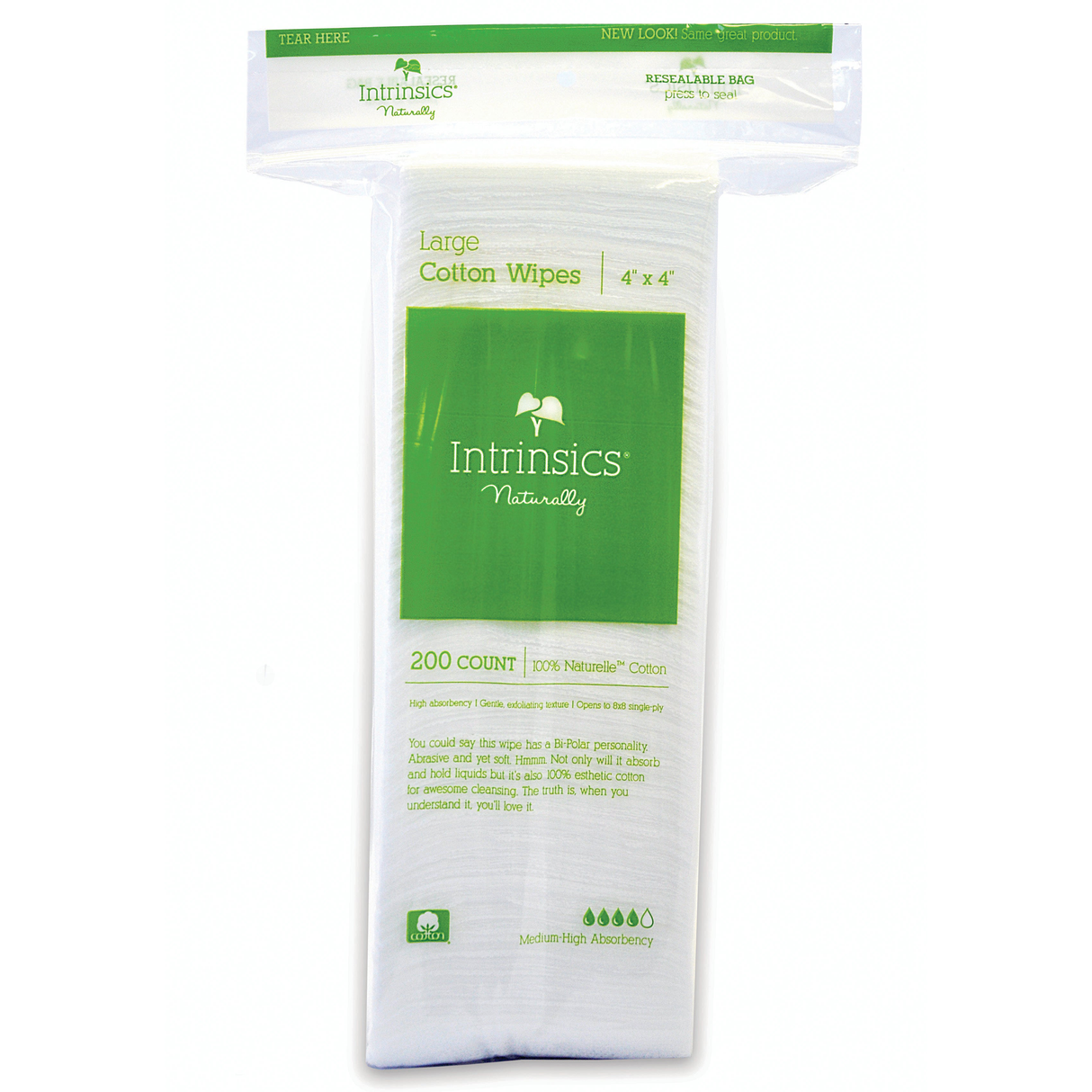 Intrinsics Large Cotton Wipes 4x4 4-Ply Non-Woven Cotton 100 Count