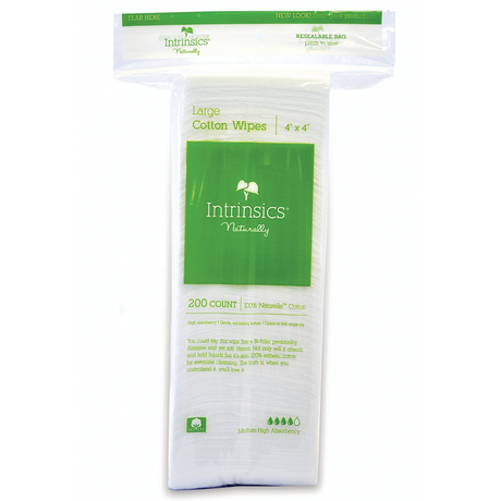 Intrinsics Large Cotton Wipes 4x4 4-Ply Non-Woven Cotton 100 Count