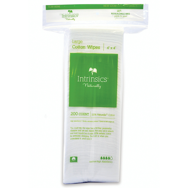Intrinsics Large Cotton Wipes 4x4 4-Ply Non-Woven Cotton 100 Count
