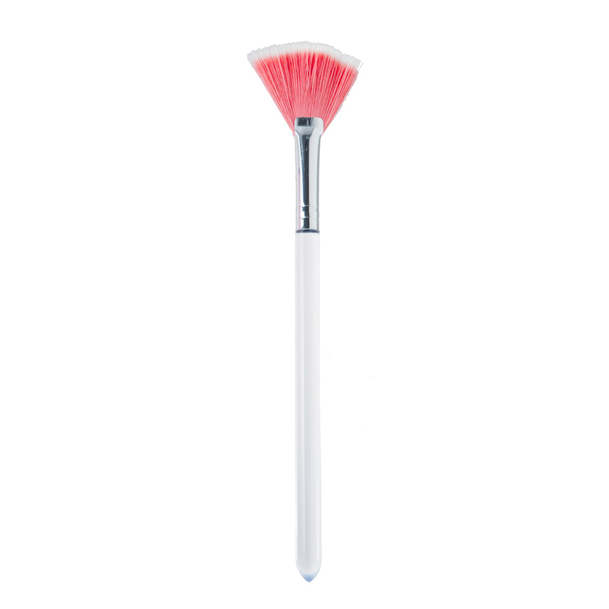 pink fan mask brush with clear handle and soft synthetic bristles for estheticians and spa use
