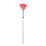 pink fan mask brush with clear handle and soft synthetic bristles for estheticians and spa use
