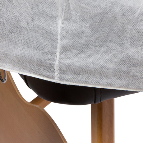 close up white disposable fitted bed sheet non woven 35 gsm elastic edge stitching detail texture