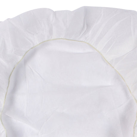 white disposable fitted bed sheet non woven 35 gsm elastic edge inside view partially opened
